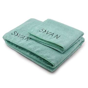 Sivan Health and Fitness Yoga Set 6-Piece- Includes 1/2" Ultra Thick NBR Exercise Mat, 2 Yoga Blocks, 1 Yoga Mat Towel, 1 Yoga Hand Towel and a Yoga Strap (Teal)
