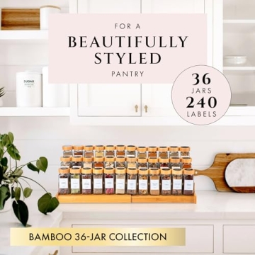 FINESSY Glass Spice Jars with Bamboo Lids for Kitchen Organization