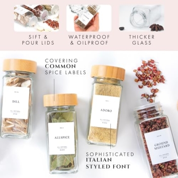 FINESSY Glass Spice Jars with Bamboo Lids for Kitchen Organization
