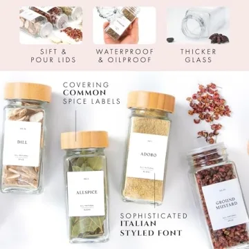 FINESSY Glass Spice Jars with Bamboo Lids for Kitchen Organization
