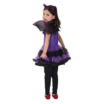 DNQCOS Girls Bat Halloween Costume Set for Kids (4-6X)