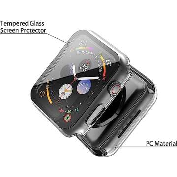 Misxi 2 Pack Hard PC Case with Tempered Glass Screen Protector Compatible with Apple Watch SE 2 (2024) SE Series 6 Series 5 Series 4 40mm, Clear