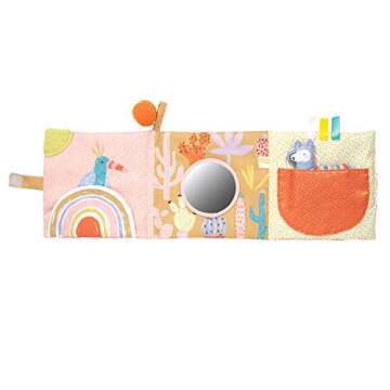 Manhattan Toy Llama Themed Soft Baby Activity Book with Squeaker, Crinkle Paper and Baby-safe Mirror Small