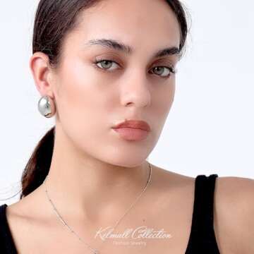 KELMALL Gold Hoop Earrings for Women, Chunky Large Stainless Steel Oval Square Non Tarnish Drop Earrings - Gift Box Packed