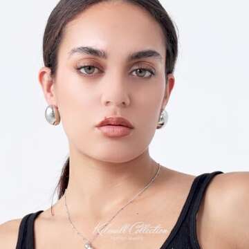 KELMALL Gold Hoop Earrings for Women, Chunky Large Stainless Steel Oval Square Non Tarnish Drop Earrings - Gift Box Packed