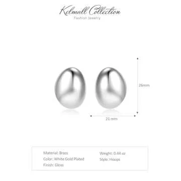 KELMALL Gold Hoop Earrings for Women, Chunky Large Stainless Steel Oval Square Non Tarnish Drop Earrings - Gift Box Packed