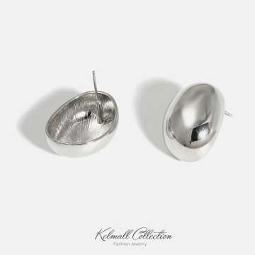 KELMALL Gold Hoop Earrings for Women, Chunky Large Stainless Steel Oval Square Non Tarnish Drop Earrings - Gift Box Packed