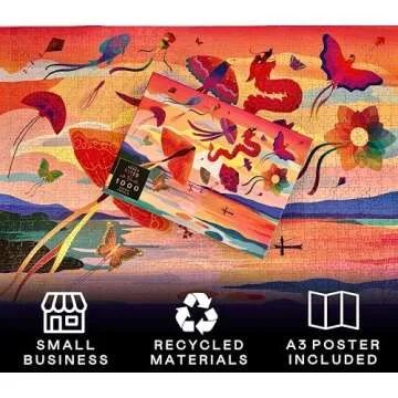 Elena Essex Puzzles for Adults 1000 Pieces - Kites at Dusk | Jigsaw Puzzles | 1000 Piece Puzzle | Colourful Sunset Landscape Puzzle | Puzzles Size 20x28 inches