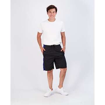 Real Essentials Mens Mesh Shorts Active Wear Athletic Short Men Basketball Pockets Workout Gym Soccer Running Summer Fitness Quick Dry Casual Clothes Sport Training Hiking, Set 8, S, Pack of 5