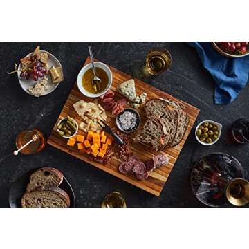 Sonder Los Angeles, Large Teak Wood Cutting Board for Kitchen with Juice Groove, Reversible Charcuterie Butcher Block 18x14x1.25 in (Gift Box Included)