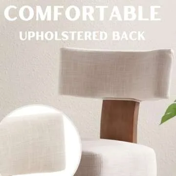 RIVOVA 26” Counter Stools Set of 2 Counter Height Bar Stools Modern Kitchen Bar Stools with Back and Solid Wood Legs, Farmhouse Upholstered Linen Island Stools Countertop Bar Chairs, Beige