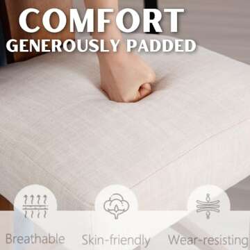 RIVOVA 26” Counter Stools Set of 2 Counter Height Bar Stools Modern Kitchen Bar Stools with Back and Solid Wood Legs, Farmhouse Upholstered Linen Island Stools Countertop Bar Chairs, Beige