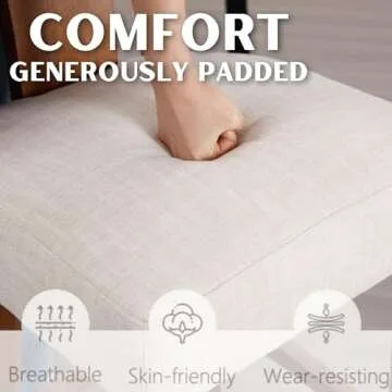 RIVOVA 26” Counter Stools Set of 2 Counter Height Bar Stools Modern Kitchen Bar Stools with Back and Solid Wood Legs, Farmhouse Upholstered Linen Island Stools Countertop Bar Chairs, Beige