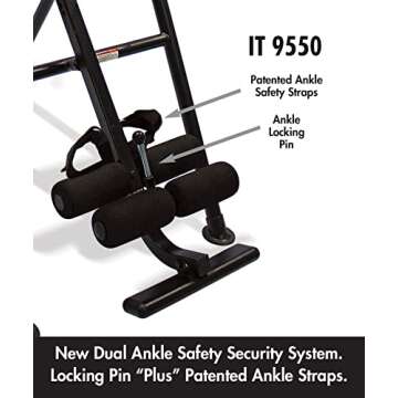 Body Vision IT9550 Deluxe Inversion Table with Adjustable Head Pillow & Lumbar Support Pad, Gray - Heavy Duty up to 250 lbs