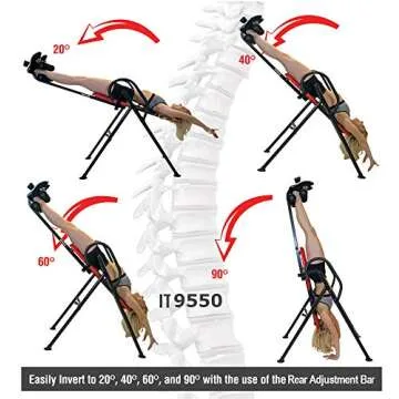 Body Vision IT9550 Deluxe Inversion Table with Adjustable Head Pillow & Lumbar Support Pad, Gray - Heavy Duty up to 250 lbs