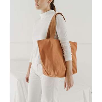 BAGGU Canvas Zip Tote, Shopping or Lunch Bag, Recycled Pecan