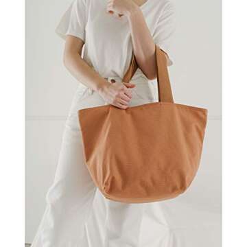 BAGGU Canvas Zip Tote, Shopping or Lunch Bag, Recycled Pecan