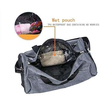 Versatile Sports Gym Bag with Wet Pocket & Shoe Compartment