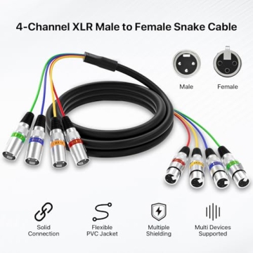 EBXYA 4 Channel XLR Snake Cable for Audio Professionals