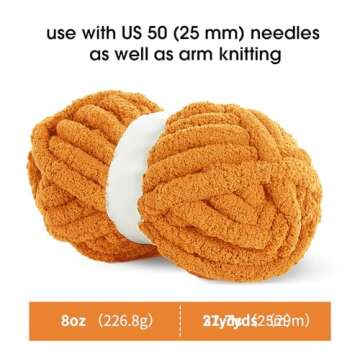 MABOZOO Chunky Yarn for Crocheting 8 Pack, Fluffy Jumbo Chenille Yarn,Soft Plush Yarn Bulky,Giant Thick Fuzzy Yarn for Hand Knitting or Arm Knitting