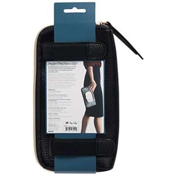 Itzy Ritzy Travel Wipes Case – Portable, Refillable Wipes Pouch Includes Removable Clips for Car Visor or Seat Back; Wipes Holder Perfect Diaper Bag & Travel - Holds Up to 64 Wipes (Coffee & Cream)