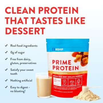 Equip Foods Prime Protein Powder - Grass Fed, 30 Servings, Salted Caramel
