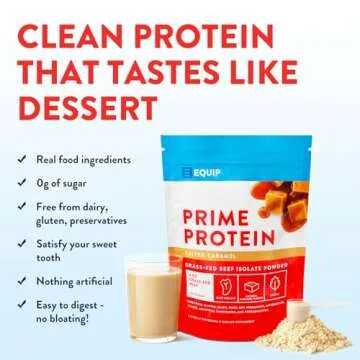 Equip Foods Prime Protein Powder - Grass Fed, 30 Servings, Salted Caramel