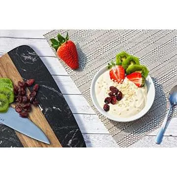 Elegant Acacia Wood & Black Stone Cheese Board for Entertaining
