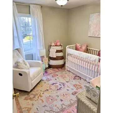 Modern Turkish Pink Oriental Antique Inspired Washable Area Rugs