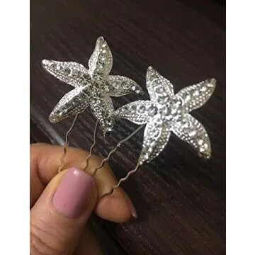 BERYUAN Trendy Starfish Hair Jewelry – 6pcs Elegant Hair Pins for Weddings and Proms
