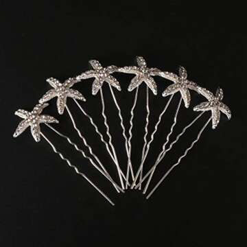 BERYUAN trendy Hairpin Starfish Hair Jewelry Star Rhinestone bobby pin Bridal Hair Pin barrette hair clip Crystal Headpiece Wedding Women Hair Accessory Prom Hair Dress 6pcs