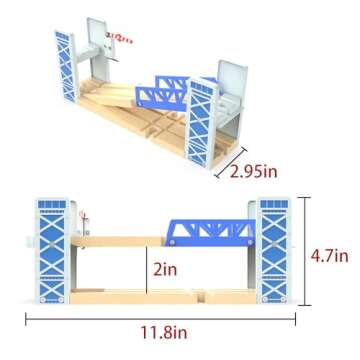 Z MAYABBO Wooden Train Set Bridge for Railway Tracks