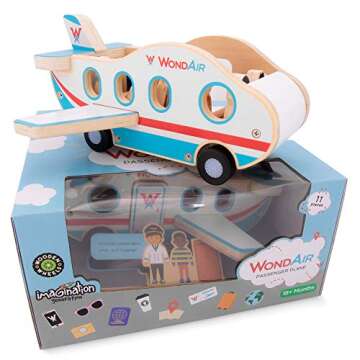 WondAir Wooden Passenger Jet Playset for Kids