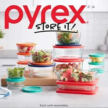 Pyrex Simply Store 2-Pack (4 & 7 Cup) Large Glass Food Storage Containers Set, Snug Fit Non-Toxic Plastic BPA-Free Lids, Freezer Dishwasher Microwave Safe