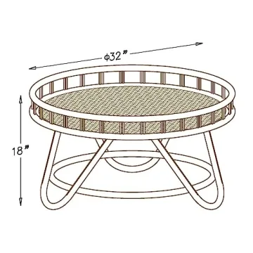 FINECASA Rattan Coffee Table Boho Chic Living Room