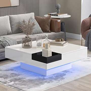 Modern 31.5" LED Coffee Table with Remote Control