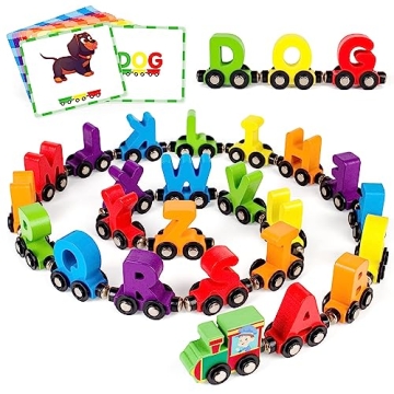 Vanmor Wooden Alphabet Train Set - Learning Toy for Kids