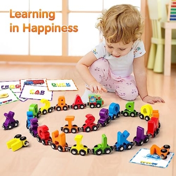 Vanmor Wooden Alphabet Train Set - Learning Toy for Kids