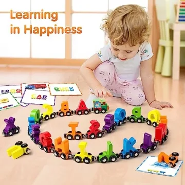 Vanmor Wooden Alphabet Train Set - Learning Toy for Kids