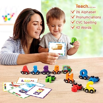 Vanmor Wooden Alphabet Train Set - Learning Toy for Kids