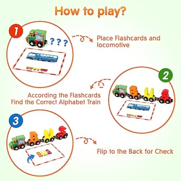 Vanmor Wooden Alphabet Train Set - Learning Toy for Kids