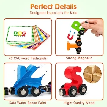 Vanmor Wooden Alphabet Train Set - Learning Toy for Kids