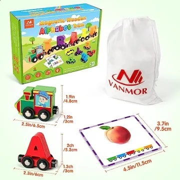 Vanmor Wooden Alphabet Train Set - Learning Toy for Kids