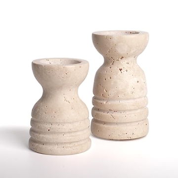 WORHE Premium Marble Candle Holders Set - Elegant Decor