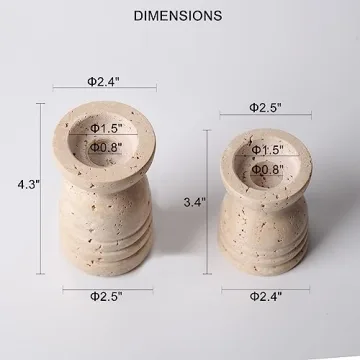 WORHE Premium Marble Candle Holders Set - Elegant Decor