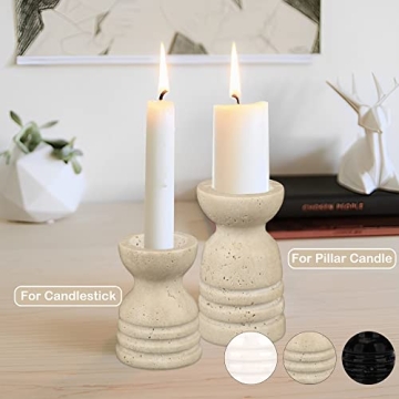 WORHE Premium Marble Candle Holders Set - Elegant Decor