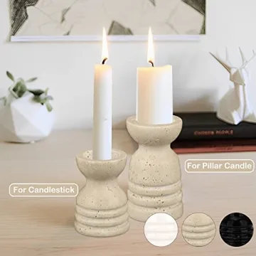 WORHE Premium Marble Candle Holders Set - Elegant Decor