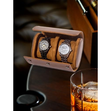 Mr.Okay 2 Watch Travel Case - Luxury Leather Organizer