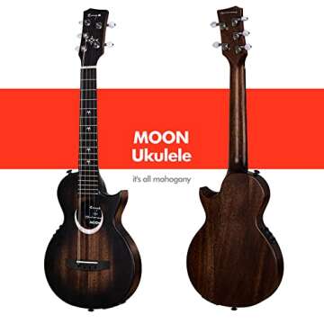 Enya Taimane Moon Signature 5-String Tenor Ukulele All Solid Mahogany 26" Black Ukelele with Built-i...