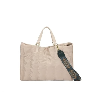 Medium Puffer Tote Bags for Women,Trendy Luxury Quilted Cotton Padded Tote Handbags for Women,Soft P...